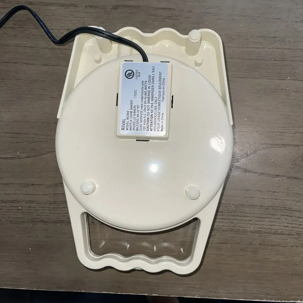 Rival Waffle Cone Maker Model WC800 01 WT White w/ Cone Roller